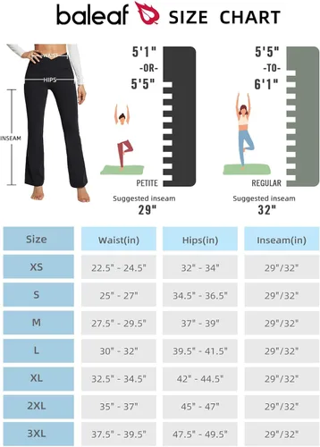 Vista 5 de BALEAF Leggings acampanados para mujer, pantalones de yoga cruzados a la moda, cintura alta, casuales, con bolsillos