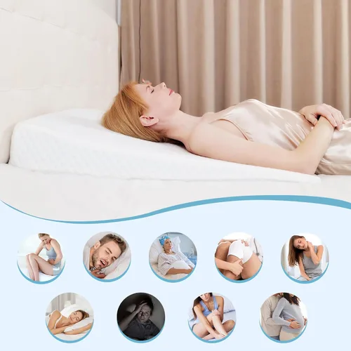 Vista 4 de Almohada de Cuña, Almohadas de Cuña para la Cama para Dormir, Ronquidos, Soporte de Espalda, Después de Cirugía, Almohada Triangular de Espuma