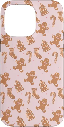 Vista 21 de iPhone 16 Pink Gingerbread Cookie Christmas with Polka Dots Case