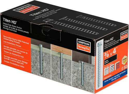 Vista 3 de Simpson Strong-Tie THD37400H - Cabezal de arandela hexagonal de 3/8 pulgadas x 4 pulgadas, anclaje de tornillo resistente Titen HD chapado en zinc