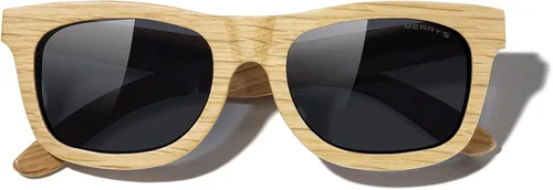 Vista 6 de MERRYS Gafas de sol polarizadas de madera para hombre 100 UV vintage gafas S5140