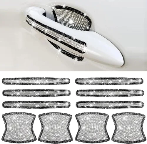 Vista 12 de BetterJonny 10 unidades de protector contra arañazos de cristal, protector contra arañazos de diamantes para coche para mujeres y niñas (plata)