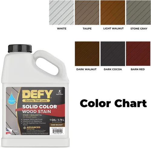 Vista 3 de DEFY Tinte de madera de color sólido - Piedra gris, 1 galón - Pintura duradera para terrazas y cercas de madera – Resistente a los rayos UV, pintura