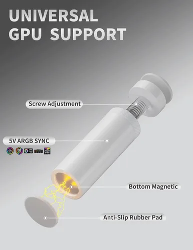 Vista 3 de upHere - Soporte de GPU,Soporte para tarjeta gráfica GPU,Soporte para hundimiento de tarjeta de video,Soporte de GPU,Blanco,ARGB