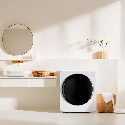 Vista 8 de DOGHLY Secadora de ropa eléctrica portátil de 120 V, secadora de ropa compacta de 800 W, fácil control, 1.6 pies cúbicos de carga frontal de acero