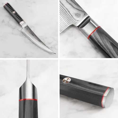Vista 3 de Cangshan YARI Series 501257 - Cuchillo deshuesador de 6 pulgadas con funda, acero de Damasco X-7