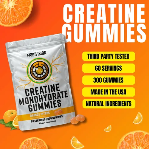 Vista 2 de Ekkovision Gomitas de monohidrato de creatina, cítricos de naranja, 300