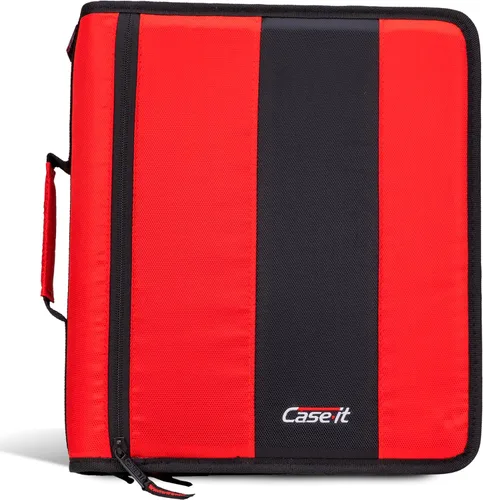 Vista 17 de Case-It - Clásica carpeta con cremallera, con argollas de 2 pulgadas, múltiples bolsillos, capacidad para 800 hojas, correa de hombro - Negro Un
