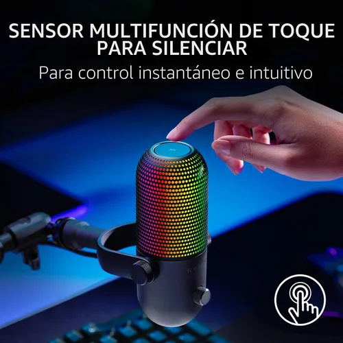 Vista 3 de Razer Seiren V3 Chroma RGB, Stream & Game Reactive, micrófono USB, negro
