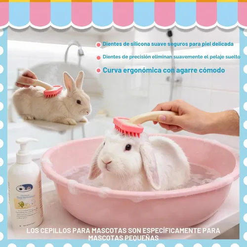 Vista 7 de KALAMANDA - Kit de aseo para conejo, cepillo para quitar uñas con cortaúñas de conejo, recortadores de uñas de conejo con peines para mascotas