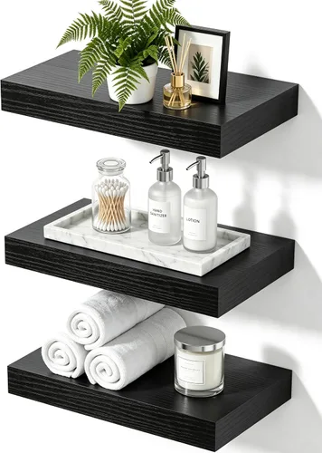 Vista 27 de Estantes flotantes de baño para pared, estantes de baño sobre el inodoro, estantes de pared y estante para libros, estante colgante, estantes
