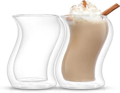 Vista 7 de JoyJolt Pivot - Vasos de doble aislamiento, juego de 2 excepcionales vasos de café helado de 13.5 onzas, elegantes vasos de bar para café, té