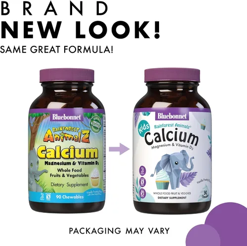 Vista 3 de Super Earth Rainforest Animalz: calcio, magnesio y vitamina D3, sabor vainilla natural, 90 masticables, 743715001961, 1, 1