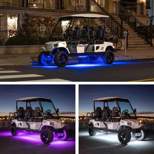 Vista 4 de LEDGlow Kit de iluminación de neón para carrito de golf eléctrico de 6 plazas con luces LED de millones de colores de 12 V-72 V, compatible