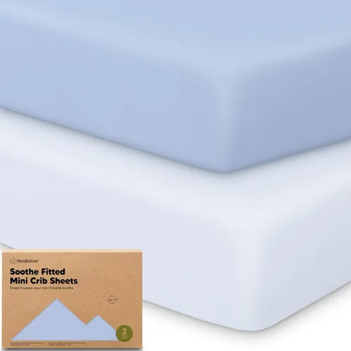 Vista 20 de 2 paquetes de sábanas ajustadas para mini cuna - 38x26 sábanas Pack N Play para colchón Pack and Play, algodón orgánico, ropa de cama transpirable