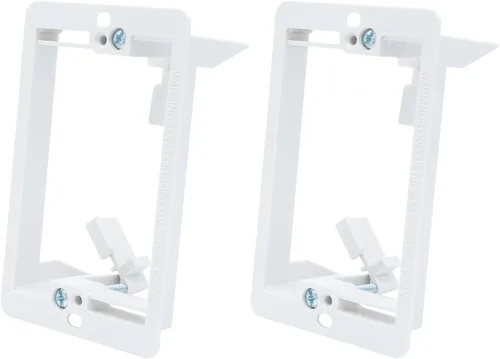 Vista 4 de Caja de soporte de montaje de bajo voltaje de 1 cuadrilla, placa de pared multiusos para paneles de yeso (1 paquete, blanco)