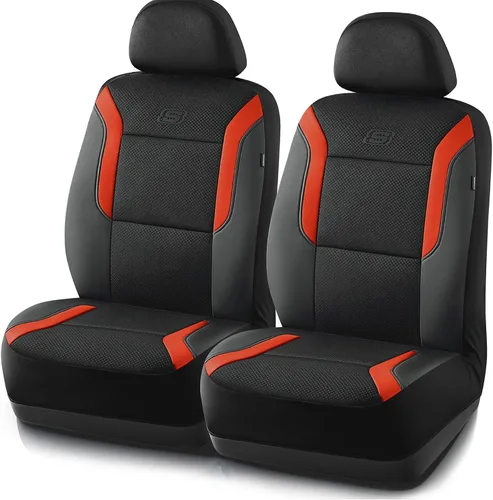 Vista 17 de Skechers Fundas de asiento de coche de espuma viscoelástica, fundas de asiento gruesas de malla Air Cool, juegos completos de asientos de coche