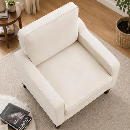 Vista 5 de Weture Silla de Acento de Estilo Moderno de Mediados del Siglo, Sillón de Lino Moderno para la Sala de Estar, Cómodas Sillas de Lectura Tapizadas