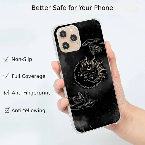 Vista 2 de Dark Witchy Moon and Sun - Funda para iPhone 13 Pro, silicona negra Galaxy a prueba de golpes, TPU a prueba de golpes, funda protectora para iPhone