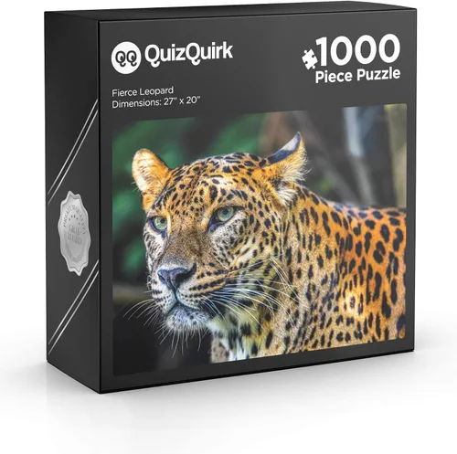Vista 9 de QuizQuirk - Rompecabezas de 1000 piezas, rompecabezas de leopardo audaz para adultos/adolescentes (kit de ahorro de rompecabezas incluido)