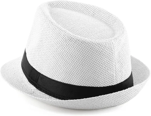 Vista 5 de FALETO Sombrero de paja de Panamá unisex de verano con ala corta, gorra de sol para playa