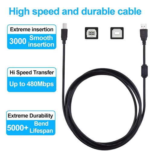 Vista 6 de PIXMA - Cable de impresión USB 2.0 a computadora compatible con Canon PIXMA TR7520, TR7020, TR4520, TR4527, TR8520, TR8620, MX532, MX922, MX870