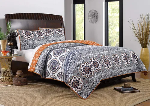 Vista 13 de Greenland Home Colección de edredón 100% algodón, prelavado, juego de edredón reversible, 2 piezas, individual/XL, Bliss