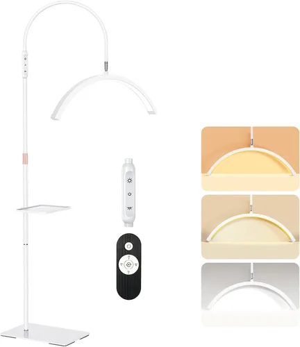 Vista 10 de Mznoo Half Moon - Lámpara de pestañas flexible y ajustable de 23 pulgadas con bandeja de herramientas para extensiones de pestañas, tecnología