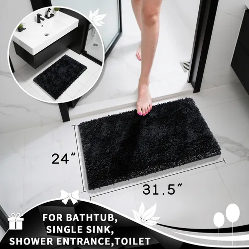 Vista 2 de Yimobra Alfombras de Baño de Chenilla Antideslizantes, Extra Gruesas Suaves Absorbentes Alfombra de Baño 31.5x20 Pulgadas, Lavables a Máquina