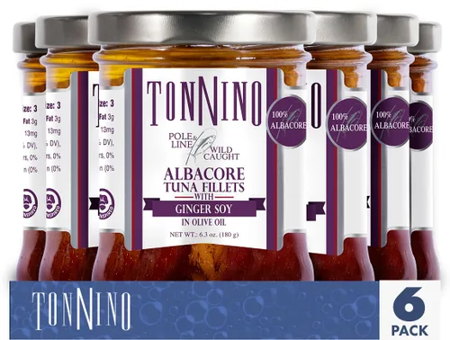 Vista 14 de Tonnino Atún Albacora - Trozos premium en agua con garbanzos, maíz y zanahorias - Paquete de 12 - Alternativa al salmón - Snacks proteicos - Comidas