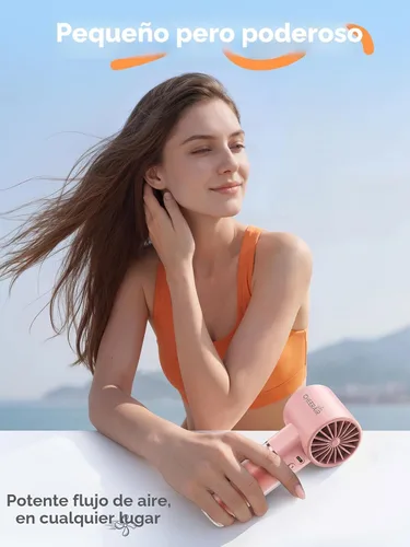 Vista 2 de Ventilador portátil de mano, mini ventilador potente recargable de Rosa