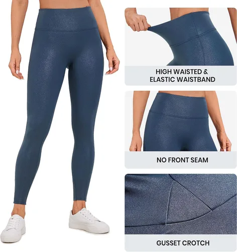 Vista 4 de CRZ YOGA Butterluxe - Leggings de piel sintética mate para mujer, 26.5 pulgadas, sin costuras frontales, cintura alta, elásticos, pantalones de piel