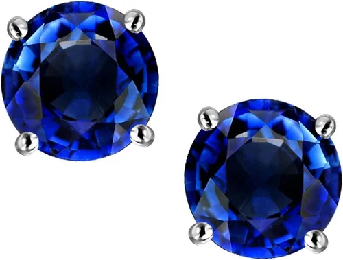 Vista 7 de Star K Sterling Silver Round 7mm Simulated Yellow Sapphire Earrings Studs Ópalo creado