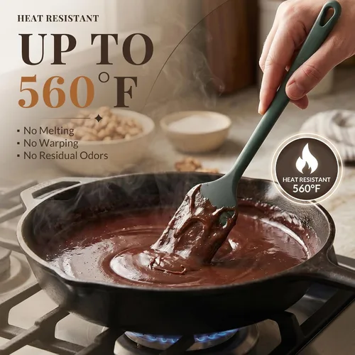 Vista 3 de Astercook Juego de espátulas de silicona de 6 piezas, espátulas de goma resistentes al calor de 560 °F con núcleo de acero inoxidable Morandi