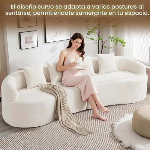 Vista 5 de Sofá modular de 4 plazas sin hueso de 110 pulgadas, sofá de nube curvado de chenilla de gran tamaño, sofás modernos de 4 plazas para sala de estar