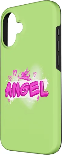 Vista 2 de iPhone 16 Angel y2k Aesthetic 2000s Millennial Nostalgia Pink Graffiti Case