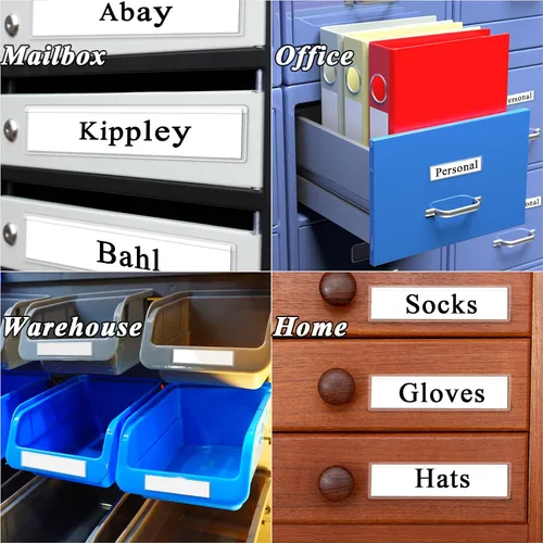 Vista 7 de Antner Paquete de 36 soportes autoadhesivos de 1.2 x 4.3 pulgadas, bolsillos para tarjetas de índice para tarjetas de 1 x 4 pulgadas, soporte