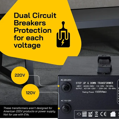 Vista 6 de Transformador de voltaje para aumentar o disminuir la tensión. 110 v/220 v, circuito de bloqueo de protección, de la marca ELC