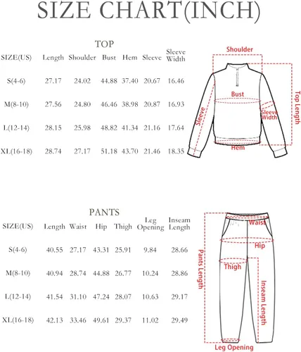 Vista 6 de AUTOMET Conjunto deportivo de 2 piezas para mujer, manga larga, media cremallera y pantalones deportivos holgados con bolsillos