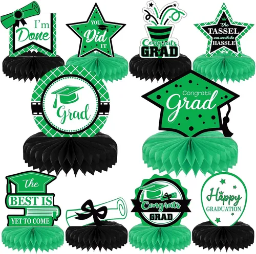 Vista 7 de 10 piezas de decoraciones de fiesta de graduación 2026 Felicidades graduados de panal de abeja centros de mesa de felicitaciones para fiesta