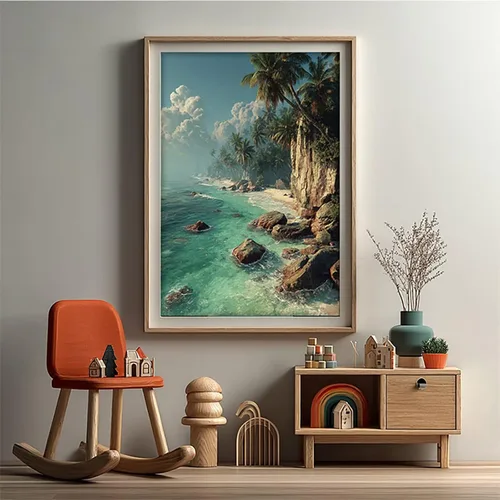 Vista 2 de Beach Diamond Art Kits for Adults, Tree 5D DIY Diamond Painting, 5D Full Drill Dimond Art Paintings Accessories Kit, DIY Gem Crafts for Adults