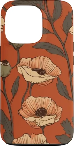 Vista 10 de iPhone 16 Floral Pattern Poppies Terracotta Poppy Flower Case
