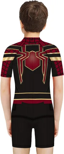 Vista 6 de Plustrong Trajes de baño de una pieza con estampado 3D para niños y niñas, camisas de protección de manga corta para niños y niñas, 5 a 12 años