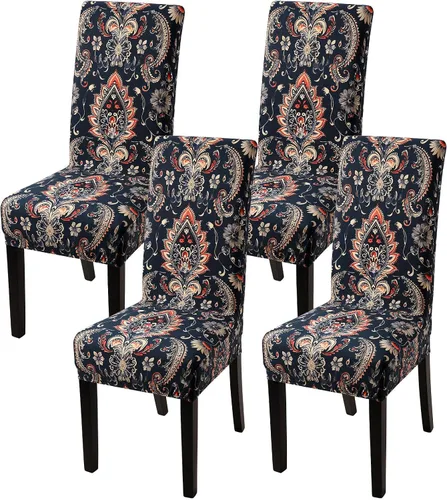 Vista 34 de Fundas para silla de comedor Yisun, fundas elásticas para silla de comedor, funda protectora para silla de comedor, mezcla de poliéster, Beige