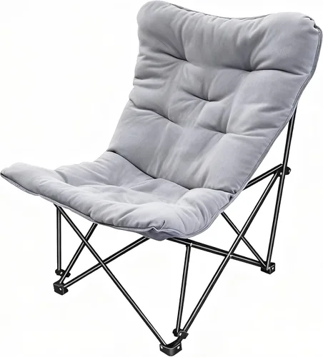 Vista 8 de Silla de mariposa acolchada y cómoda, silla plegable con respaldo alto para dormitorio, sala de estar, camping, césped