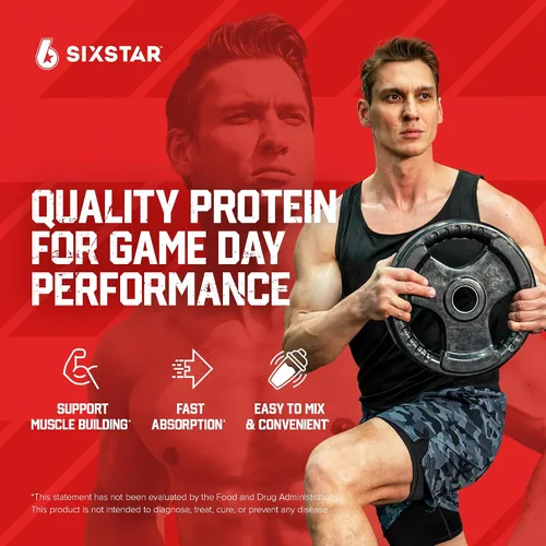 Vista 2 de Six Star Whey Protein Powder Plus - Fórmula de construcción muscular y recuperación con polvo aislado de suero de leche, BCAAs, 30g de proteína