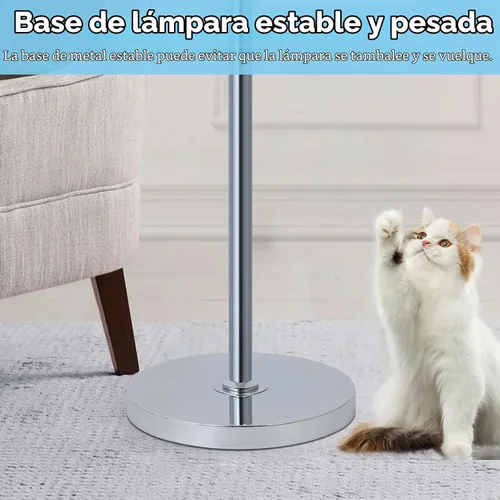 Vista 5 de Lámpara de pie moderna de cristal para sala de estar, lámpara de pie regulable de 3 luces, lámpara de árbol industrial plateada con pantalla