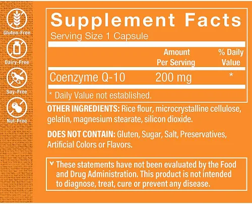 Vista 2 de The Vitamin Shoppe CoQ-10 200mg beneficioso para quienes toman (60 cápsulas)