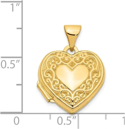 Vista 4 de Medallón de corazón de desplazamiento de oro amarillo de 14 quilates