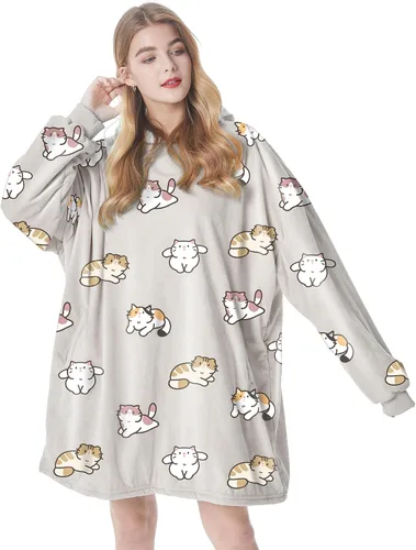 Vista 13 de Felicigeely Blanket Hoodie Wearable Blanket Sweatshirt Oversized Hooded Blanket Sweater Gift for Women